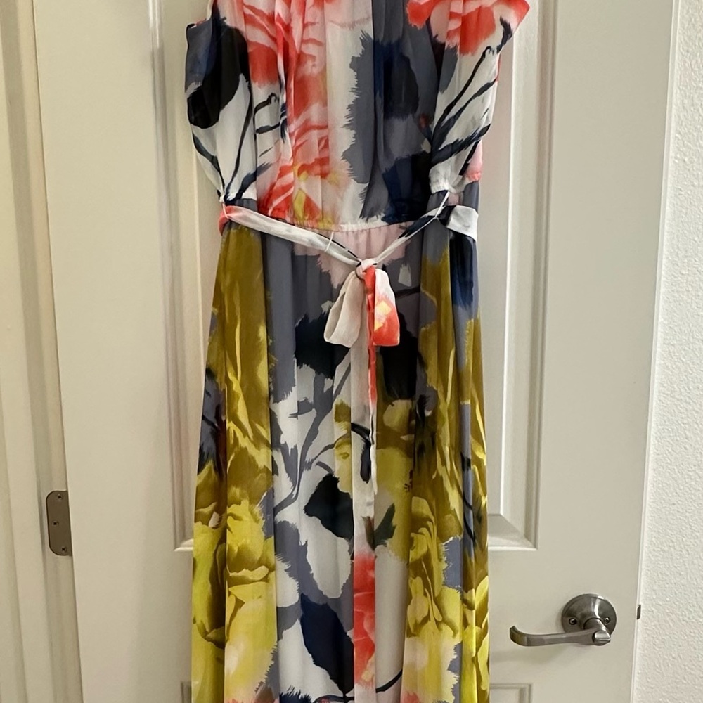 Robbie Bee Signature Coral and Gray Dress